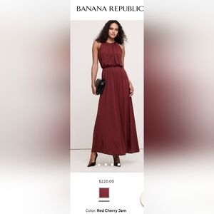 Banana Republic Red Cherry Jam Drapes Maxi Dress